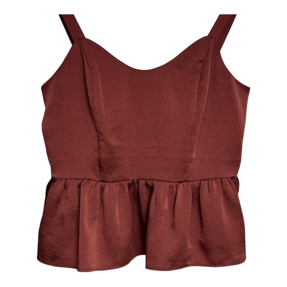Express Womens Size S Sleeveless Peplum Tank Top Brown Sweetheart Neck NWOT - Picture 3 of 6
